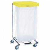 Single Medium Duty Hamper with Foot Pedal - Yellow Lid, 35 inch tall